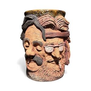 Vintage 1983 Cheech and Chong handmade pottery mug